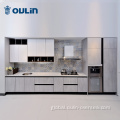 Melamine Board Kitchen Cabinet simple design invisible handle kitchen cabinet for apartment Factory